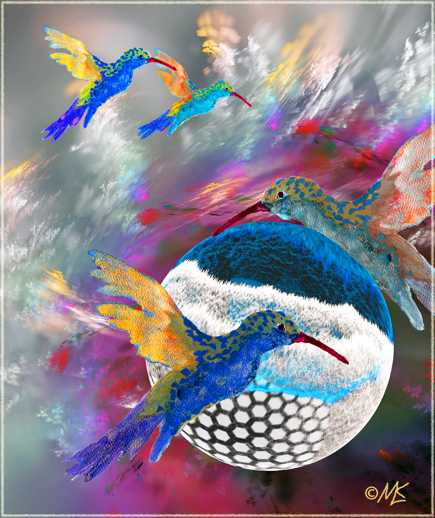 Waterball And Birds In Storm